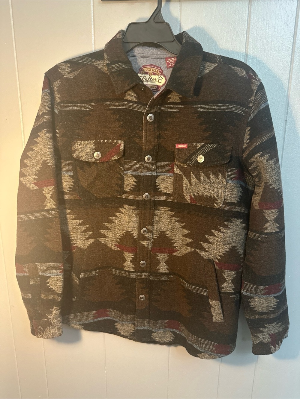 Men's Brown Aztec Patterned Lightweight jacket shirt Jacket large